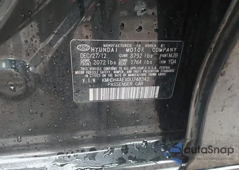 2013 Hyundai Elantra Limited from USA, damaged, VIN KMHDH4AEXDU748342